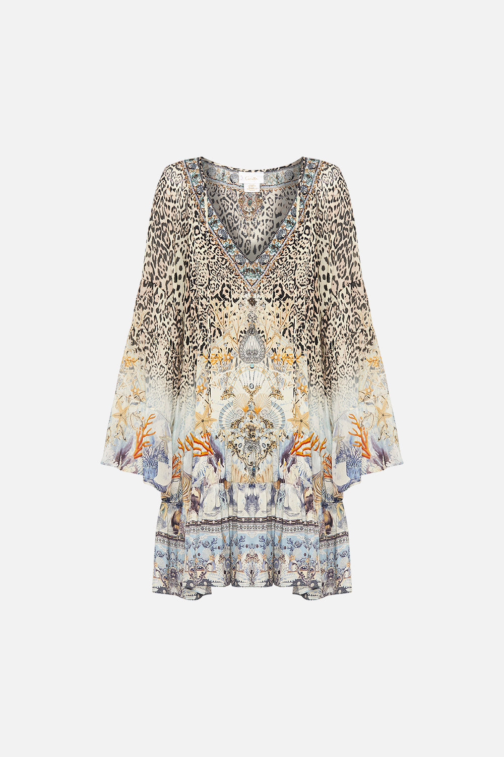 A-LINE GATHERED PANEL DRESS SEAHORSE SONNET