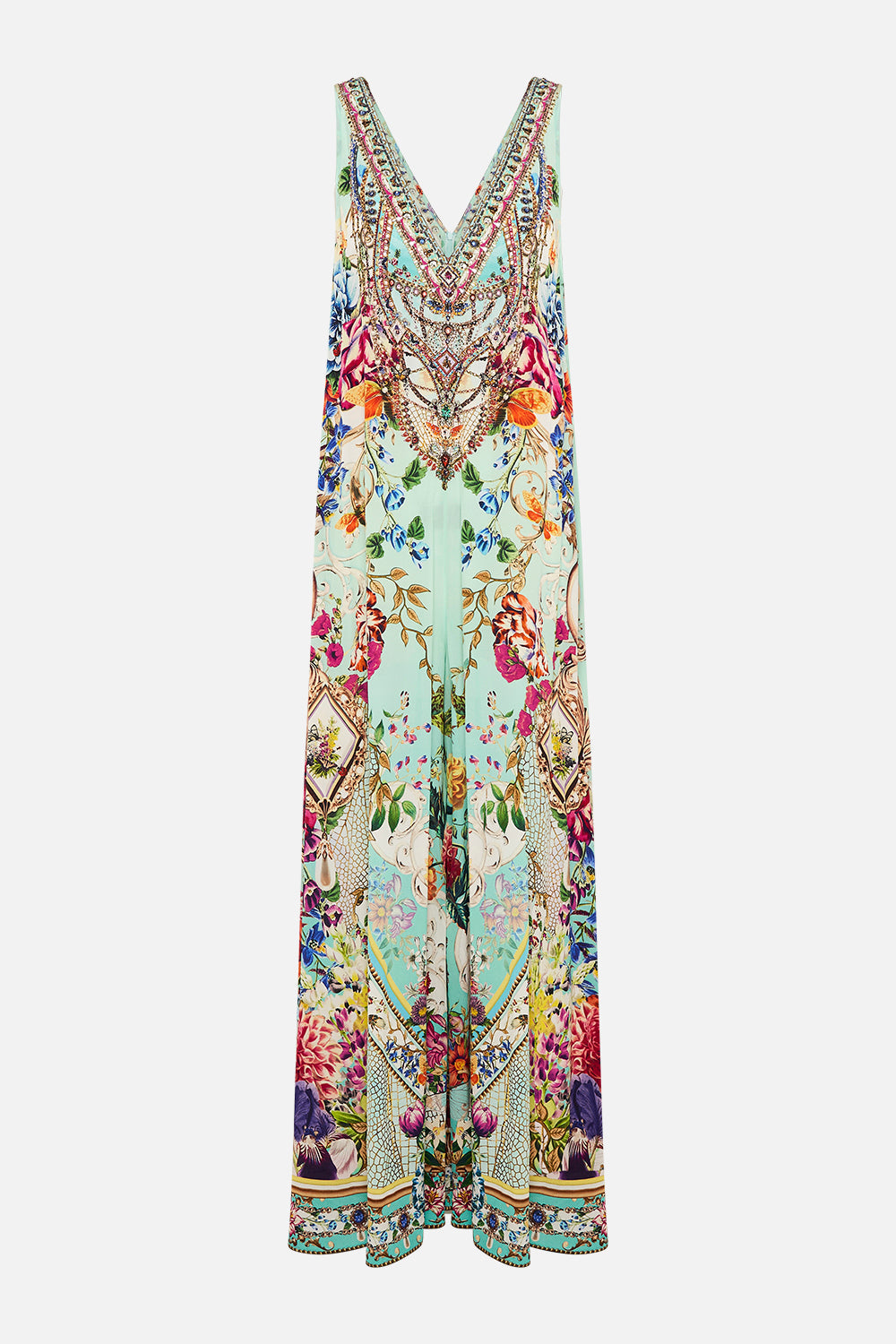 V NECK FLARED JUMPSUIT HONEY HONEY