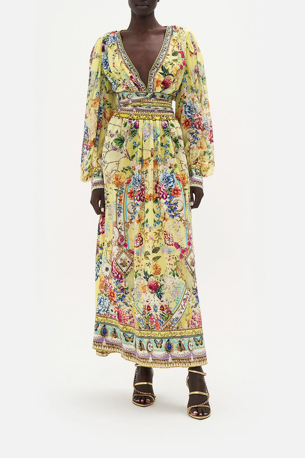 LONG DRESS WITH BLOUSON SLEEVE BIRDS AND THE BEES