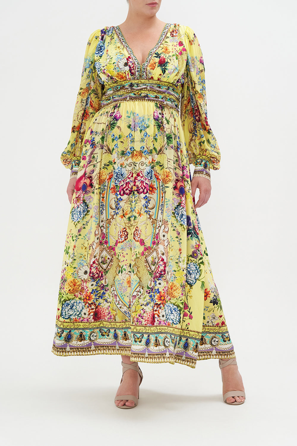 LONG DRESS WITH BLOUSON SLEEVE BIRDS AND THE BEES