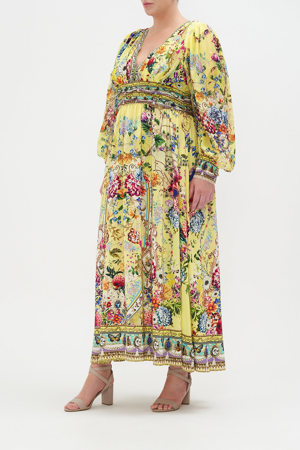 LONG DRESS WITH BLOUSON SLEEVE BIRDS AND THE BEES