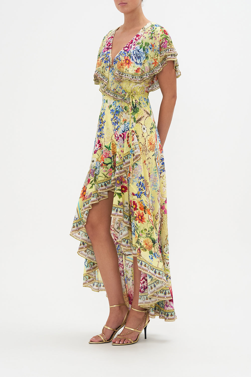 FRILL SLEEVE LONG DRESS BIRDS AND THE BEES