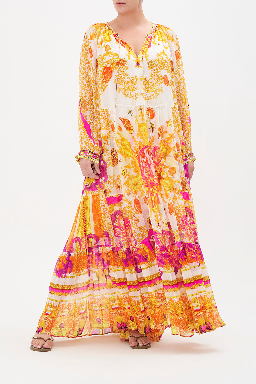 LONG GATHERED PANEL DRESS SQUID SQUAD