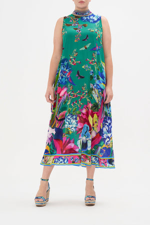 HIGH NECK DRESS WITH BACK NECK TIE RUN FROM PARADISE