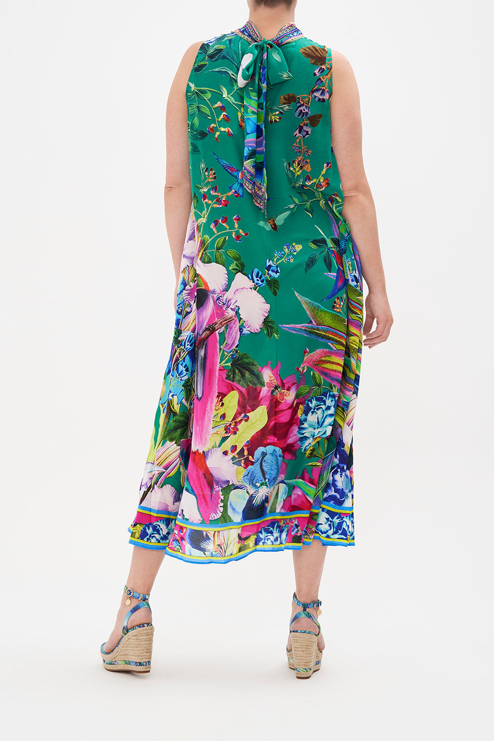 HIGH NECK DRESS WITH BACK NECK TIE RUN FROM PARADISE