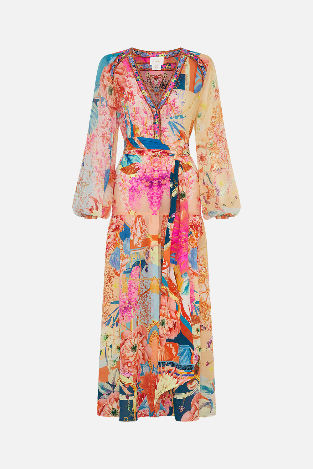 V NECK DRESS WITH BELT MEET ME IN THE GARDEN