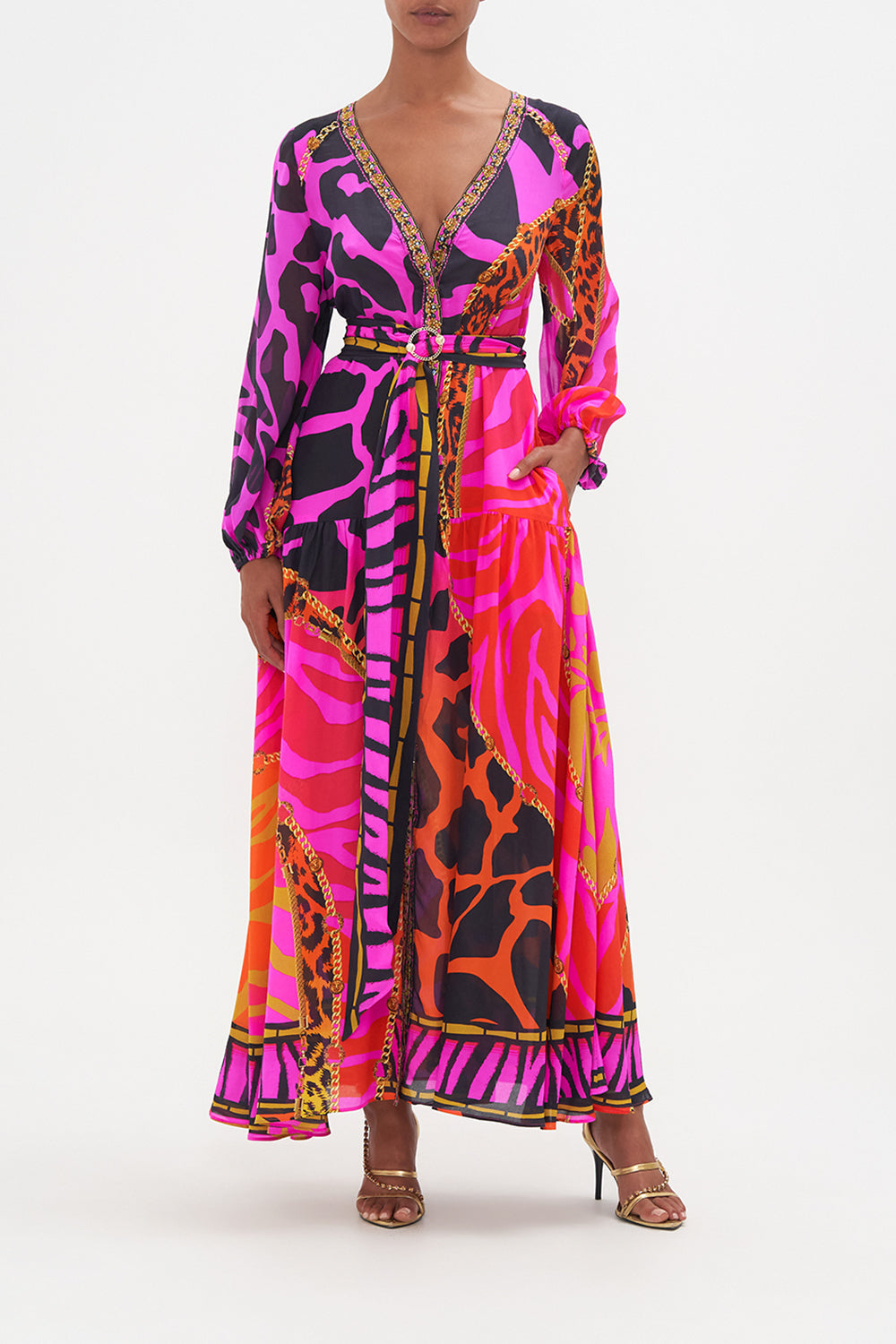 V NECK DRESS WITH BELT ALWAYS CHANGE YOUR SPOTS