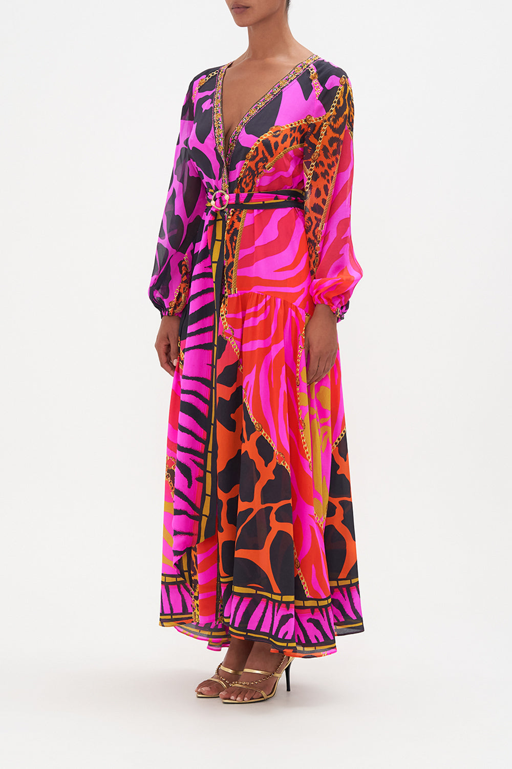 V NECK DRESS WITH BELT ALWAYS CHANGE YOUR SPOTS