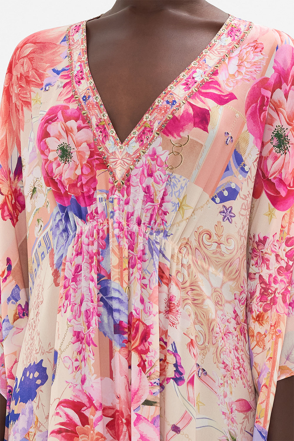 GATHERED WAIST KAFTAN ROSE BED RENDEZVOUS