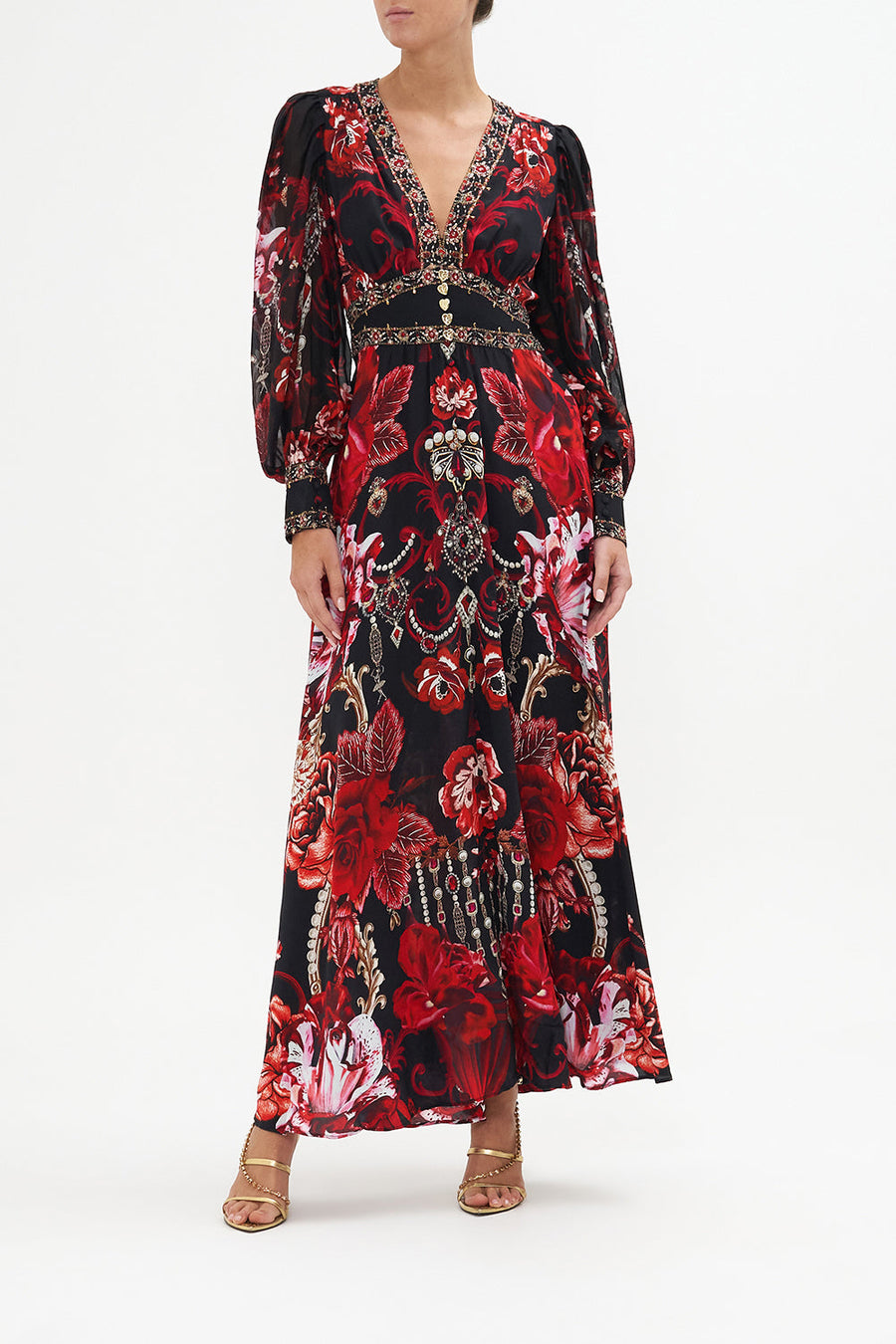 RUFFLE SLEEVE WRAP DRESS CAMDEN MOON