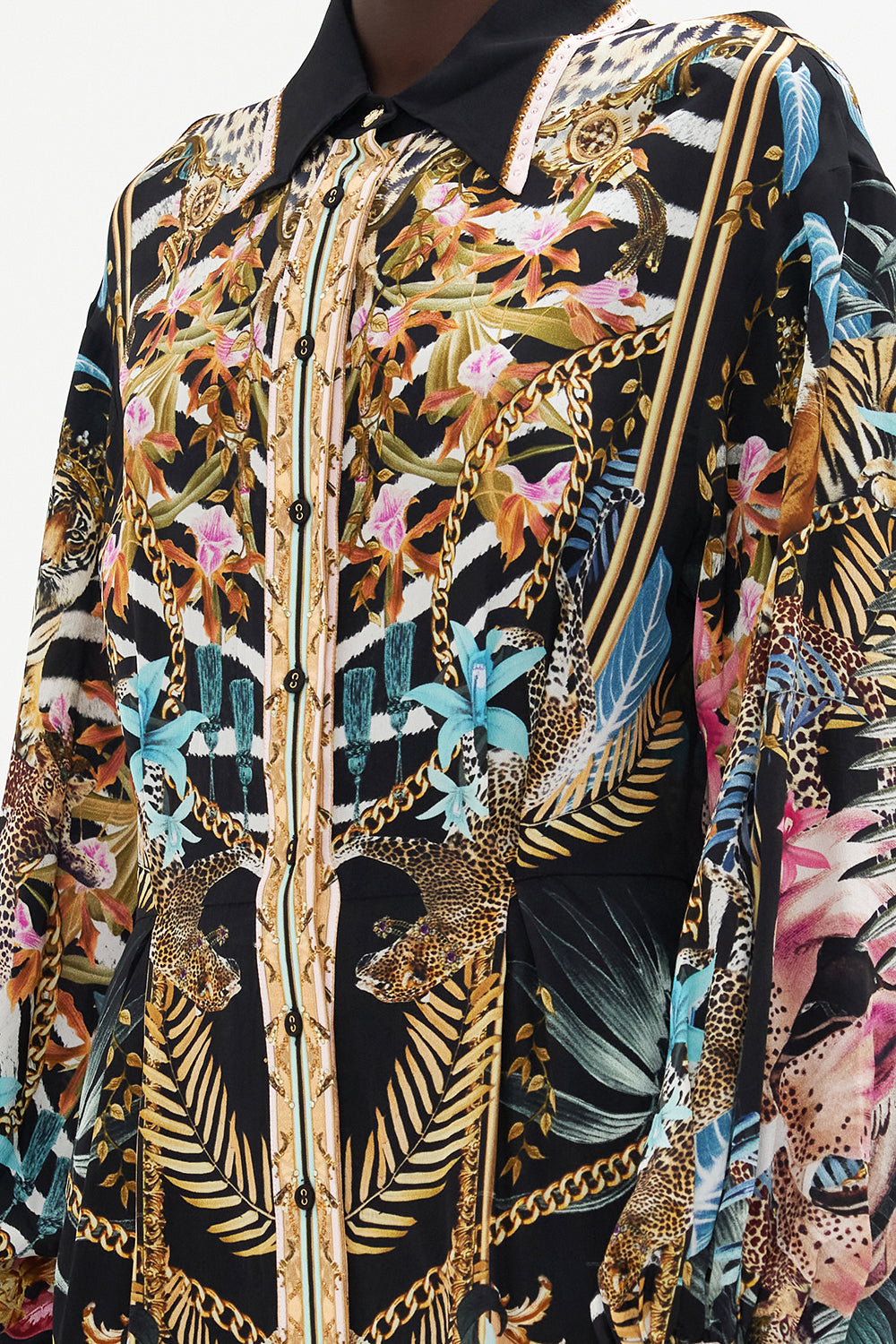 BUTTON DOWN BLOUSON SLEEVE DRESS CHILD OF THE WILD