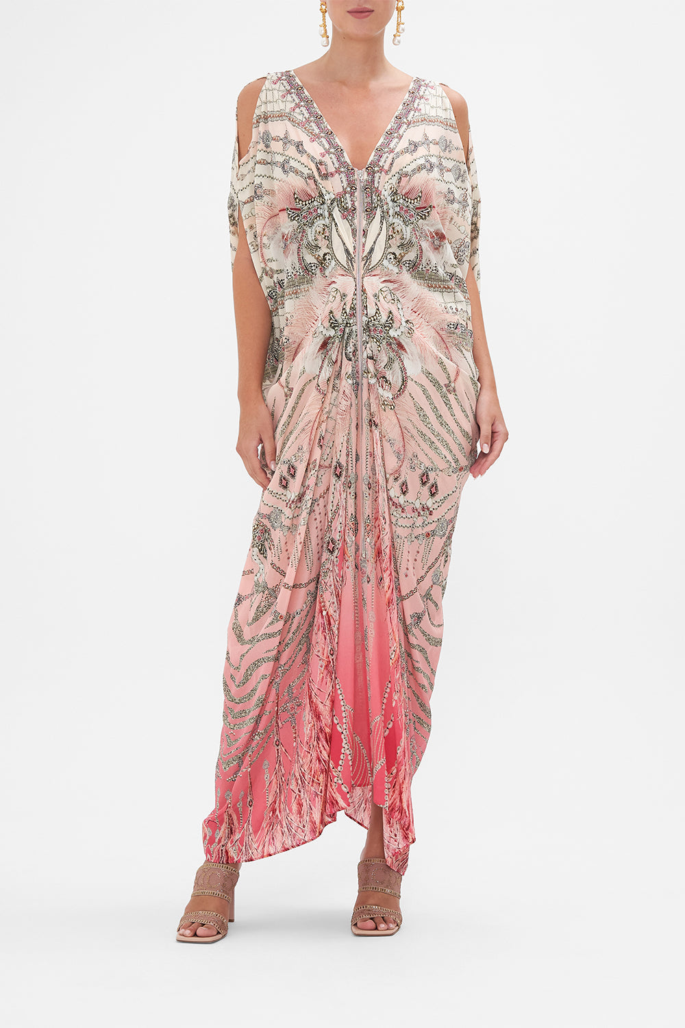 Long Drape Dress With Zip Front Starship Sistas print by CAMILLA