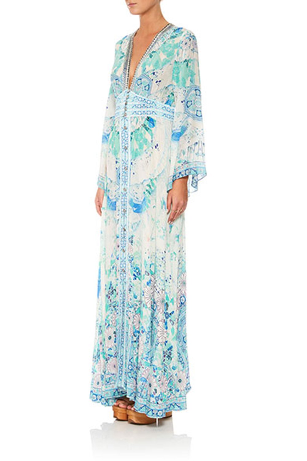 KIMONO SLEEVE DRESS WITH SHIRRING DETAIL HEAD IN THE CLOUDS