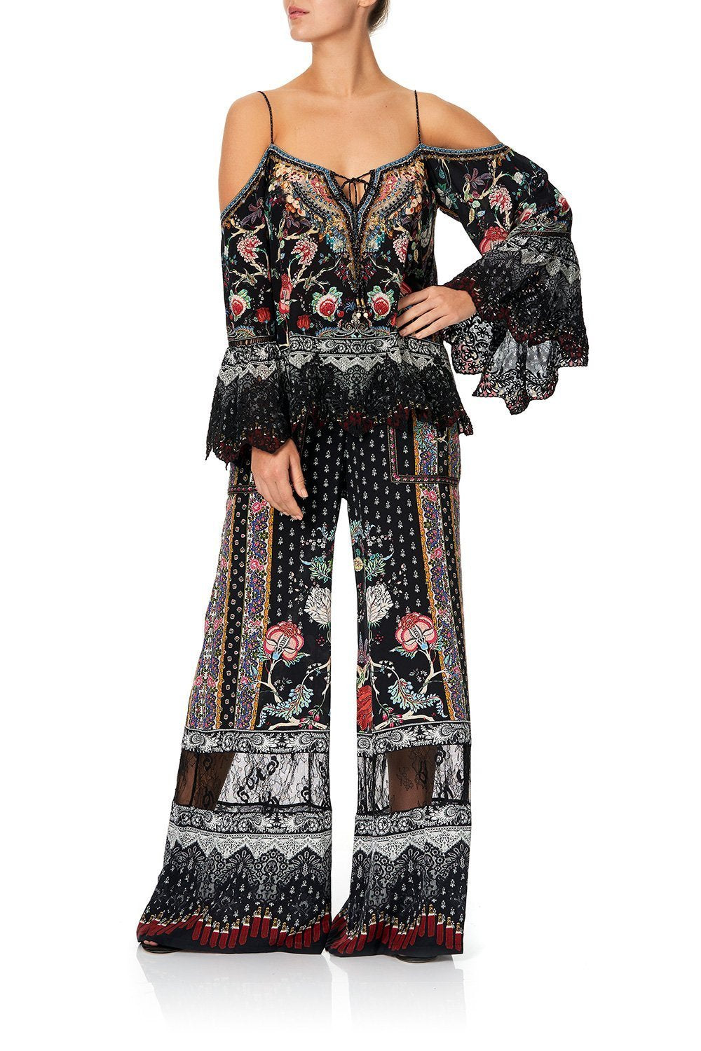 WIDE LEG DRAWSTRING WAIST PANT HEUTE PROVINCIAL