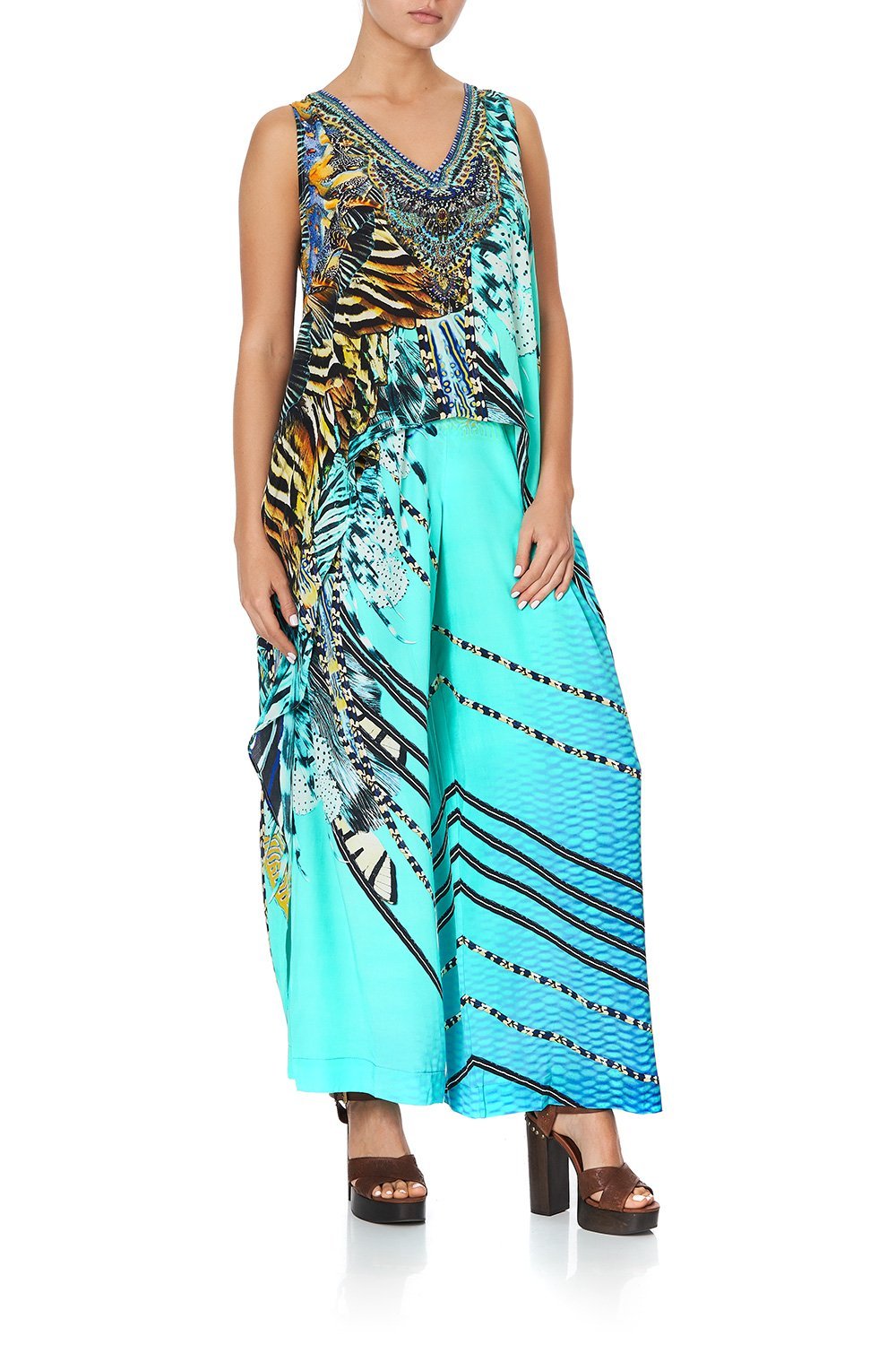 HIGH LOW CROSS OVERLAY TOP MARINE QUEEN