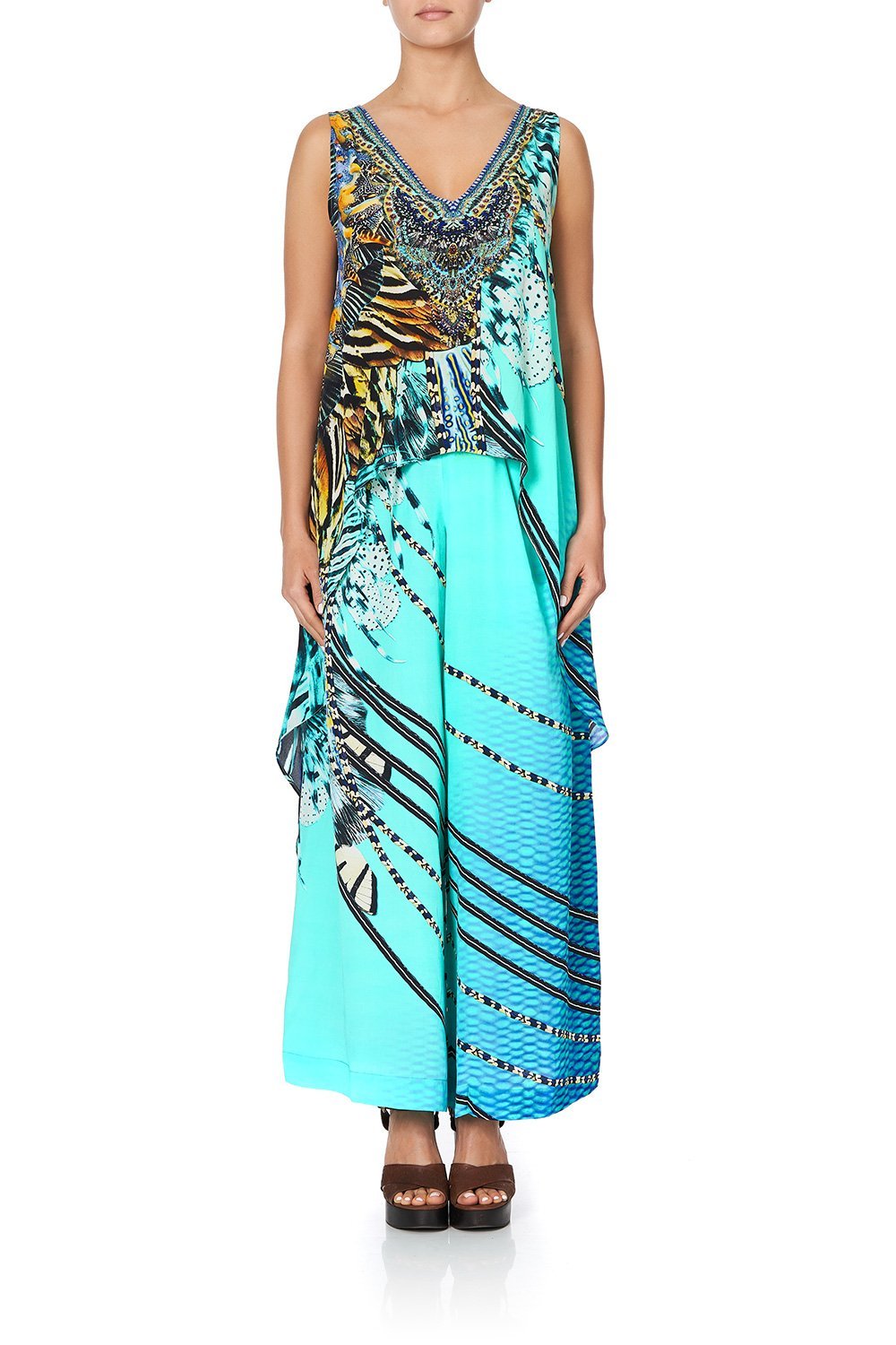 HIGH LOW CROSS OVERLAY TOP MARINE QUEEN