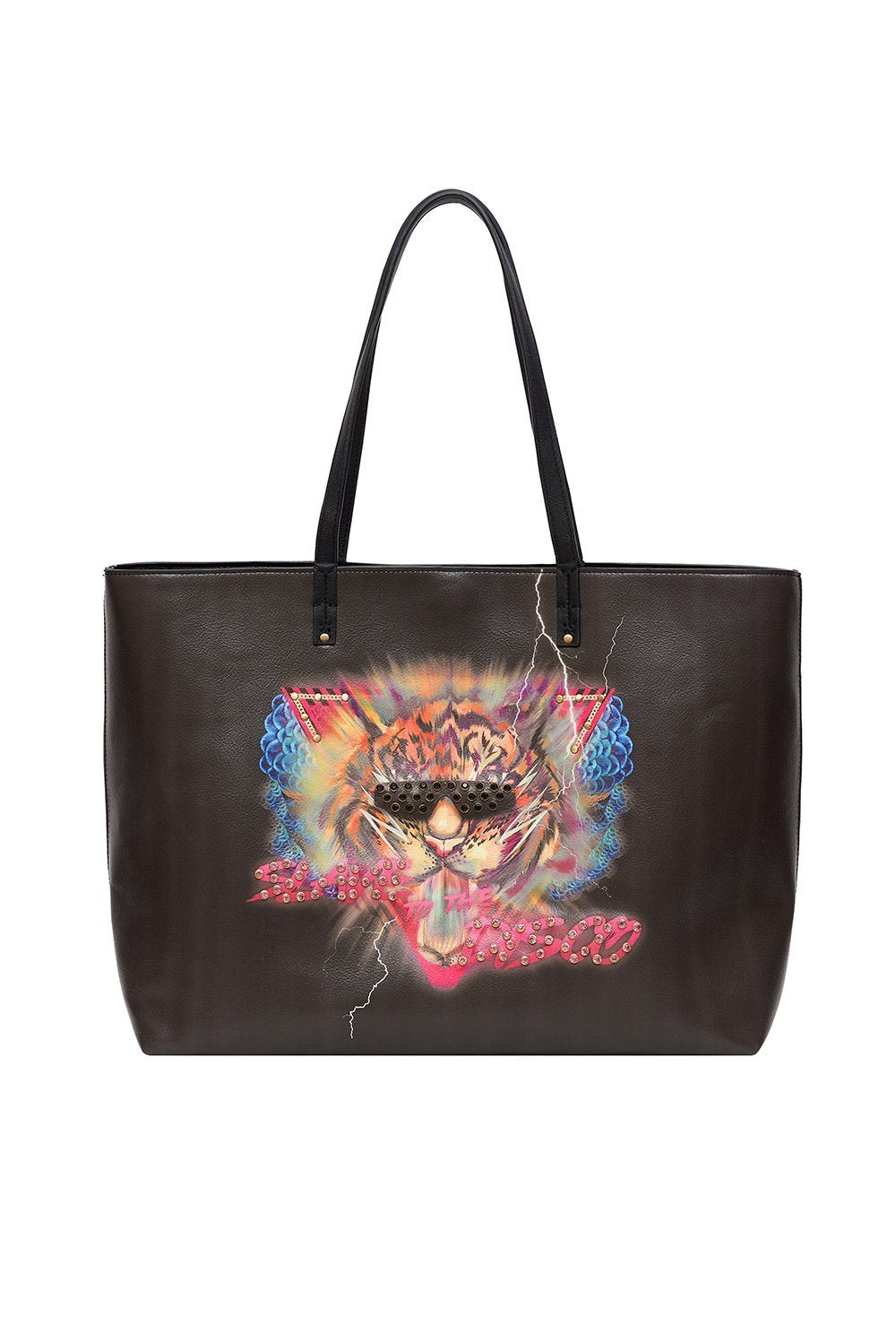 VEGAN LEATHER EAST WEST TOTE SLAVE TO THE RHYTHM