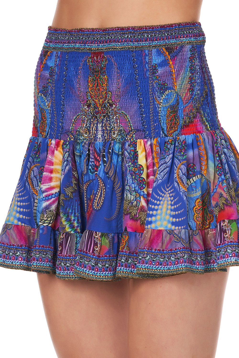 SHORT SHIRRED SKIRT PSYCHEDELICA