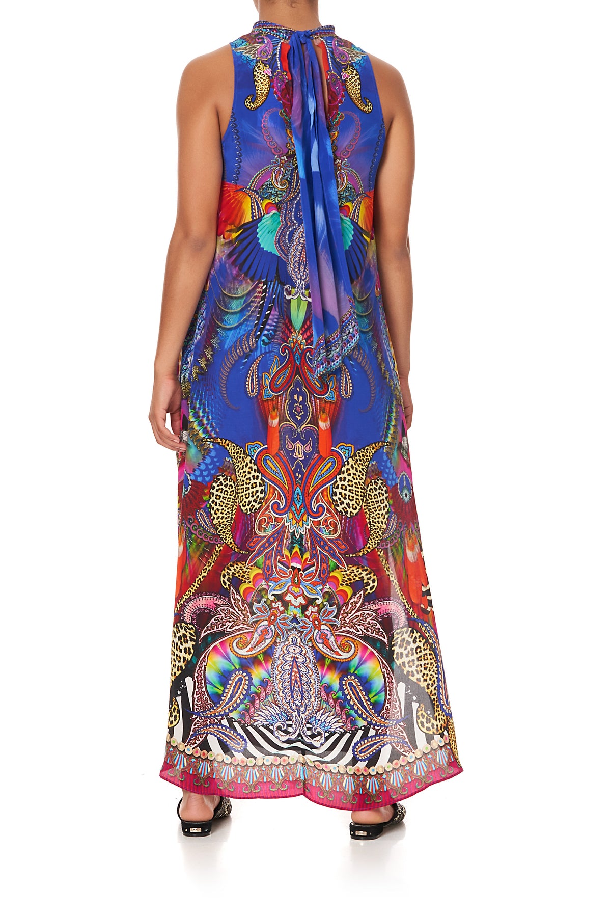 HIGH NECK DRESS WITH BACK NECK TIE PSYCHEDELICA