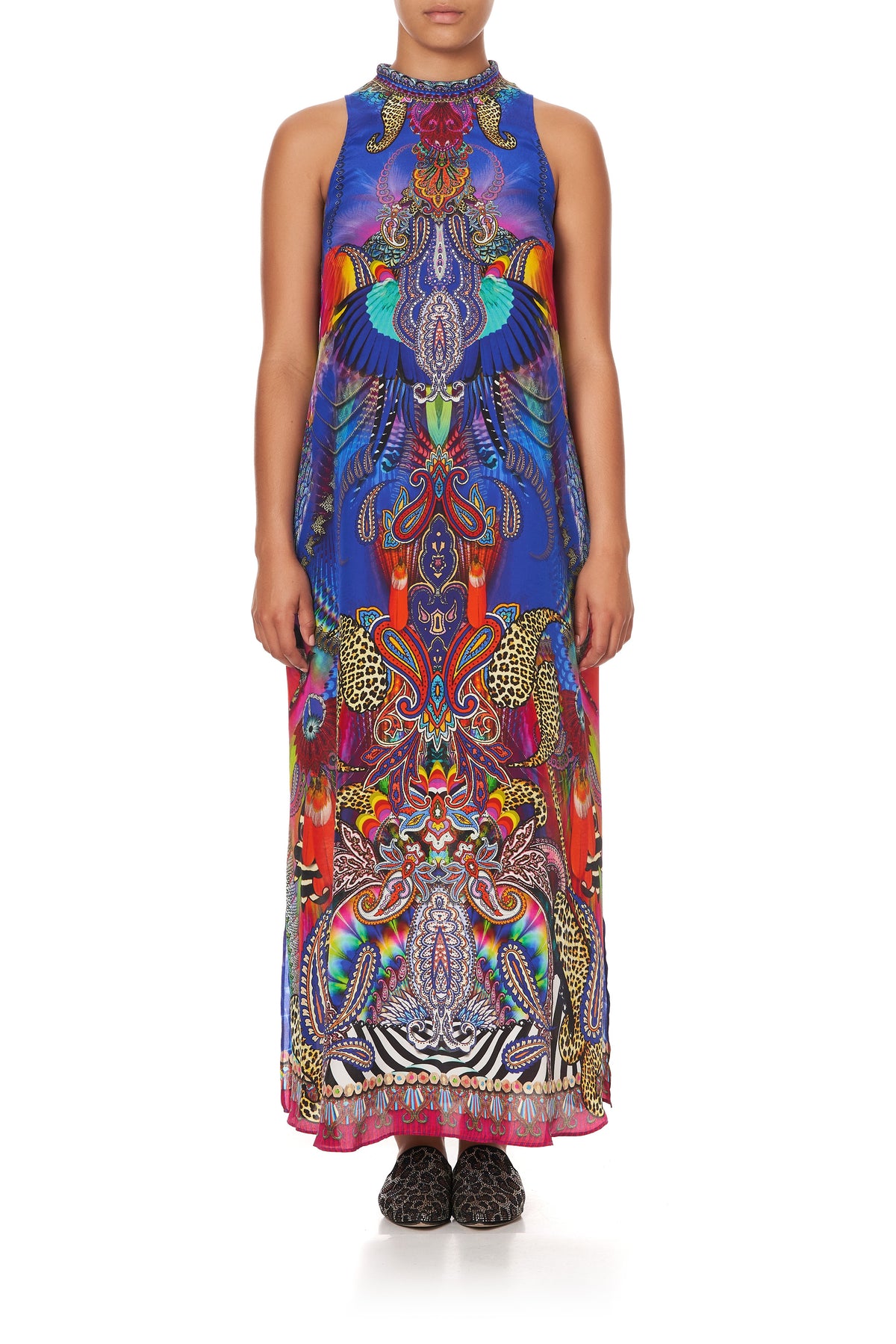 HIGH NECK DRESS WITH BACK NECK TIE PSYCHEDELICA