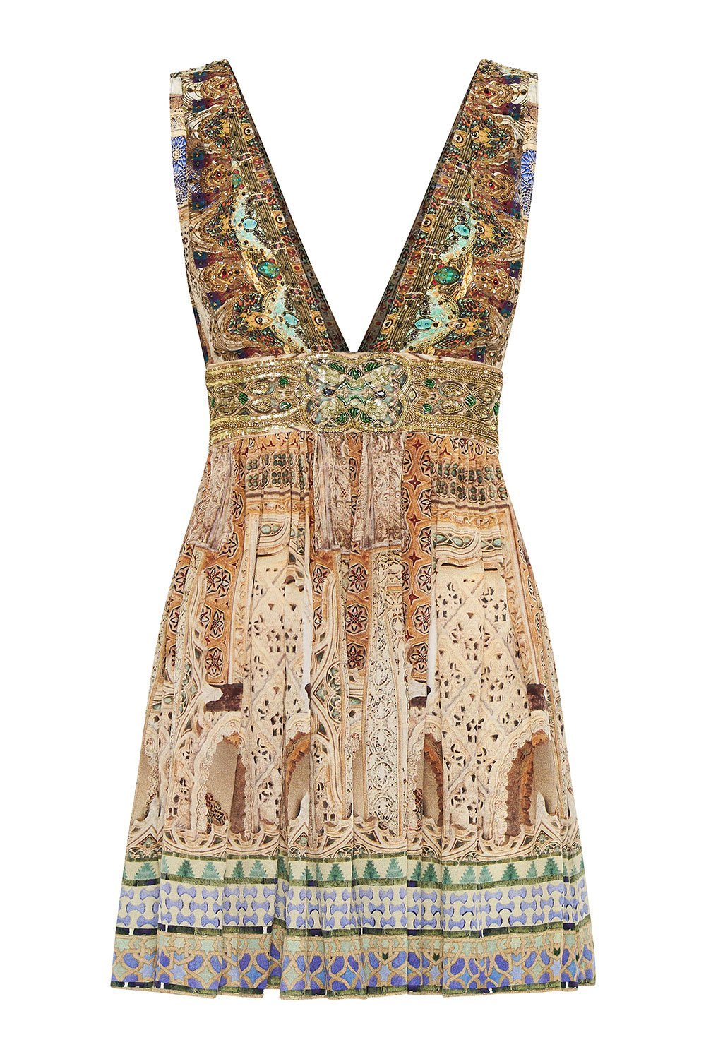 V NECK SHORT DRESS WITH TIE GRANADA DREAM