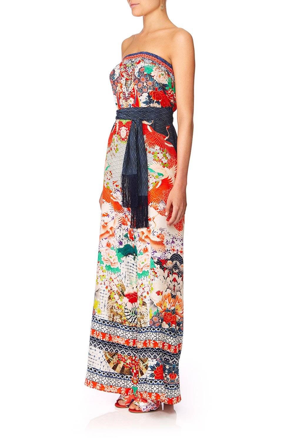 CAMILLA GEISHA GIRL TIE WAIST STRAPLESS JUMPSUIT