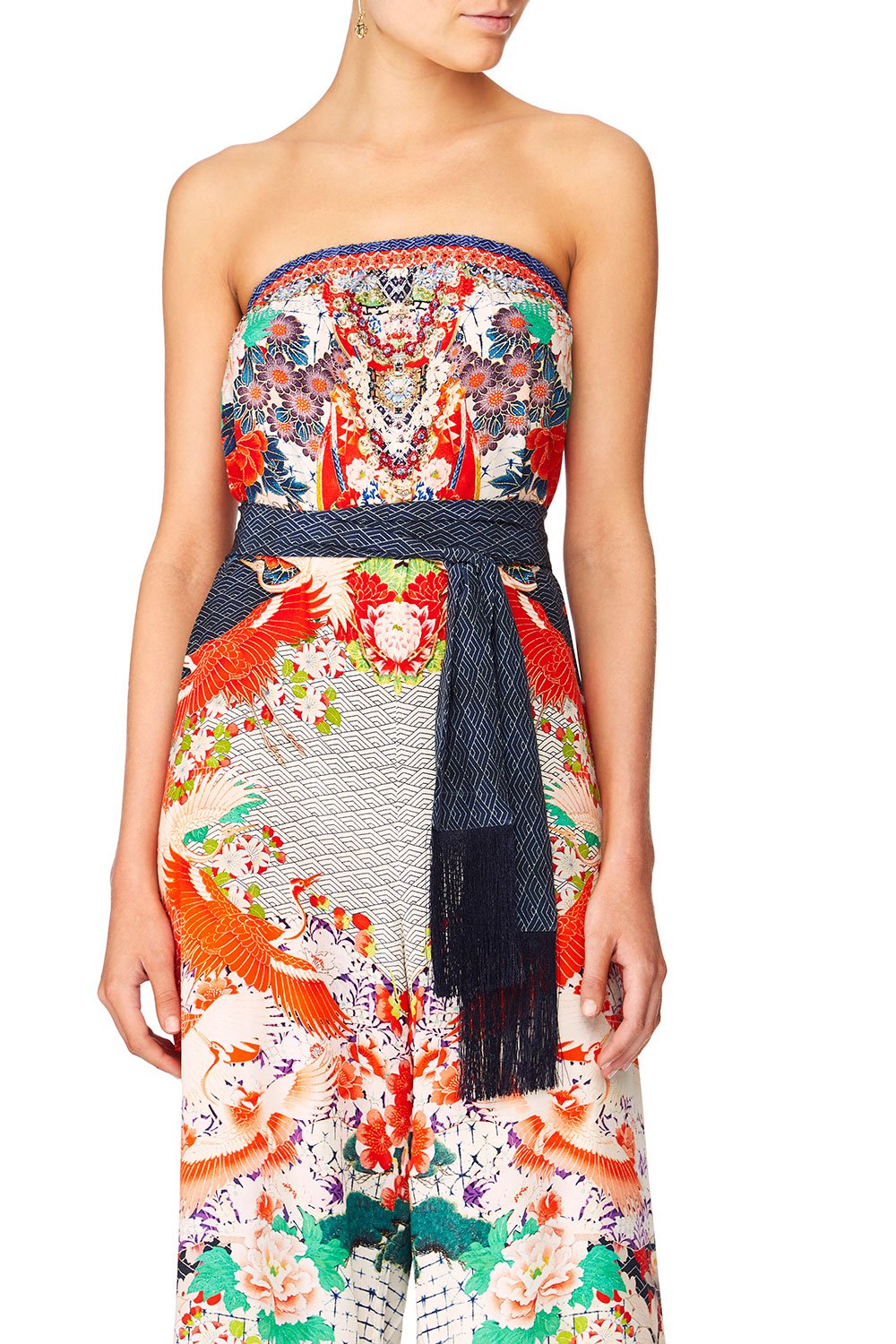 CAMILLA GEISHA GIRL TIE WAIST STRAPLESS JUMPSUIT