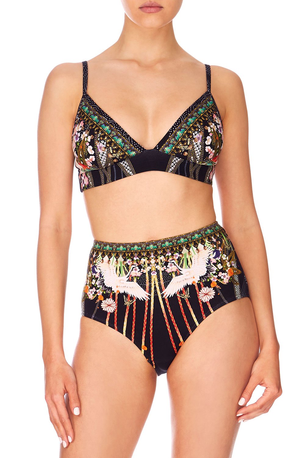 Revealing the mystical threads of her deepest history, the Queen Of Kings Soft Bra with Back Clip references Japan's exotic floral bouquets with an opulent crystal-studded design. Crafted from the softest lightweight fabric, this luxurious printed lingeri