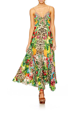 COOL CAT LONG DRESS WITH TIE FRONT