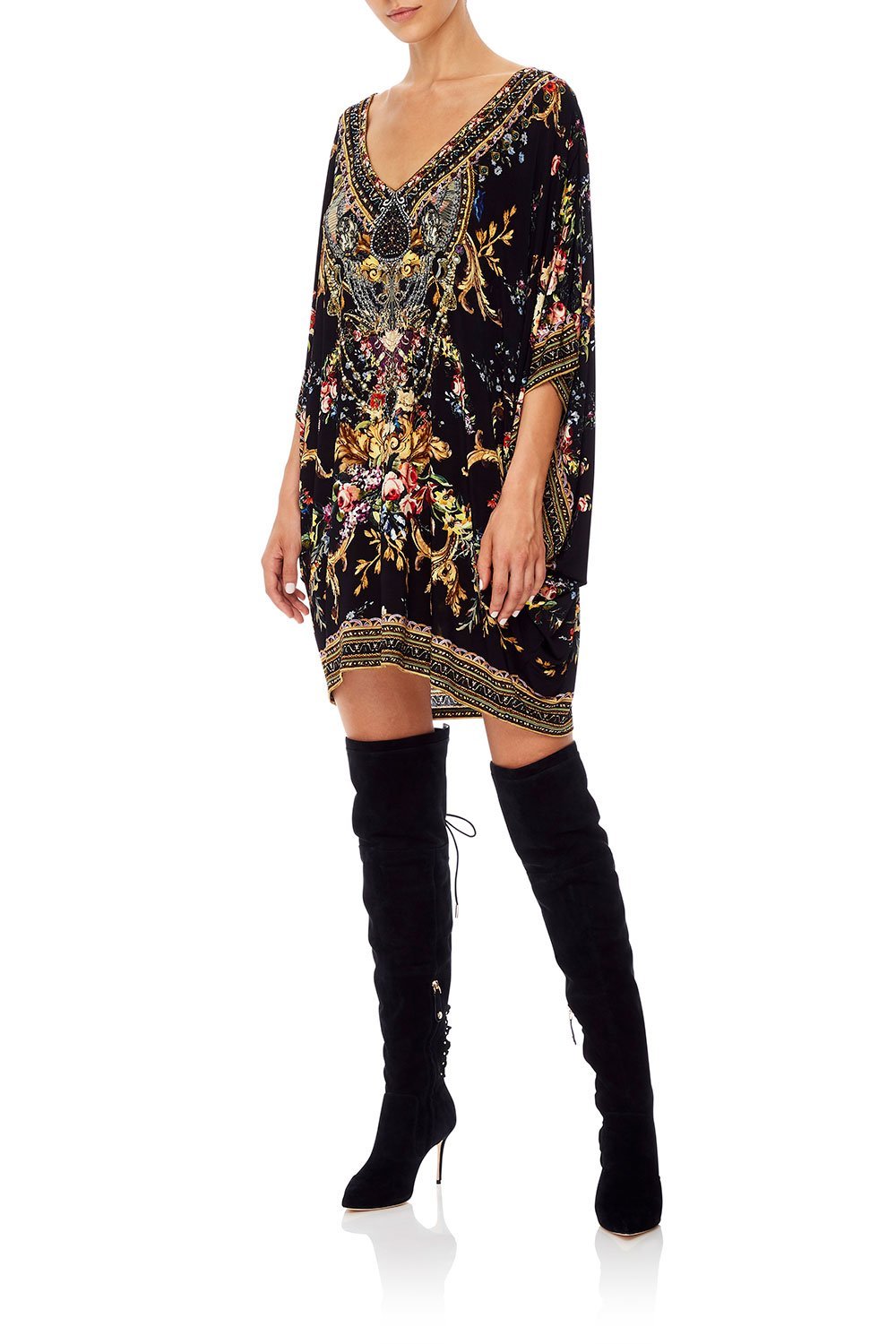 LACED THIGH HIGH BOOT BLACK CONTEMPORARY