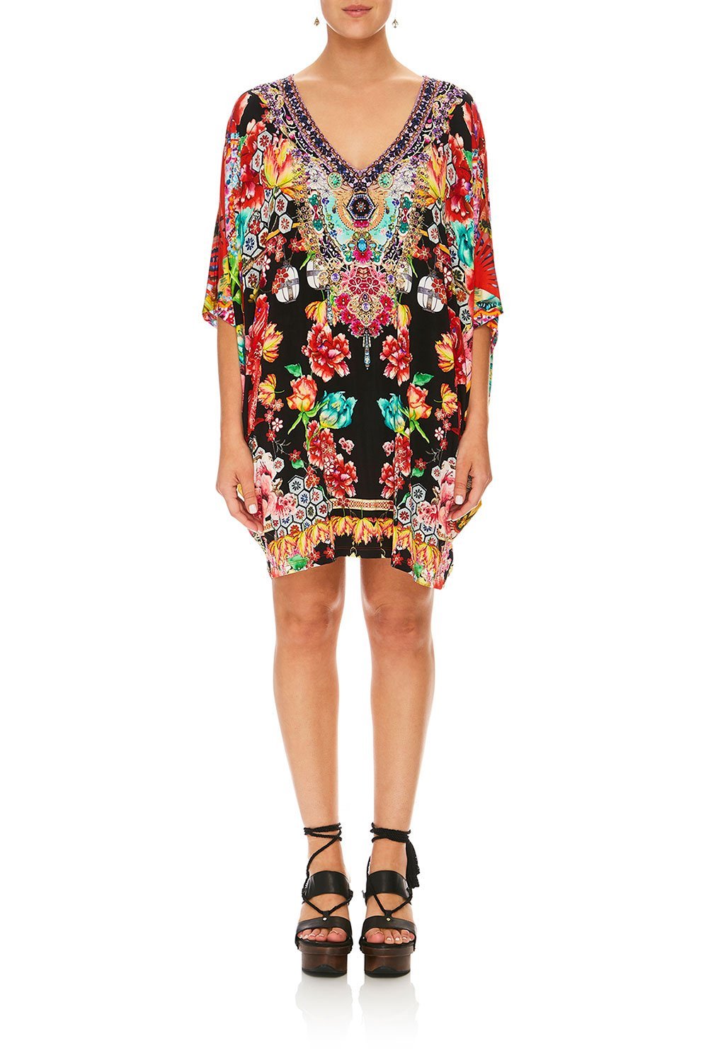 CAMILLA PAINTED LAND BAT SLEEVE DRESS