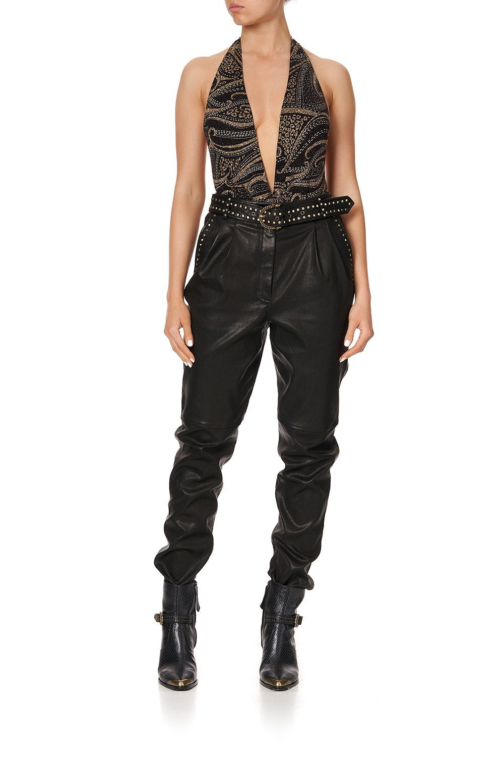 BELTED TROUSER WITH DRAPED SIDE - FLOW STUDIO 54