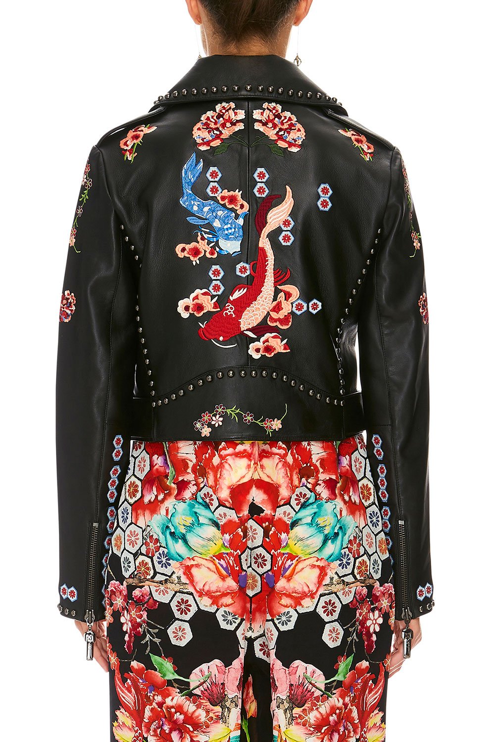 CAMILLA PAINTED LAND BIKER JACKET WITH TABS