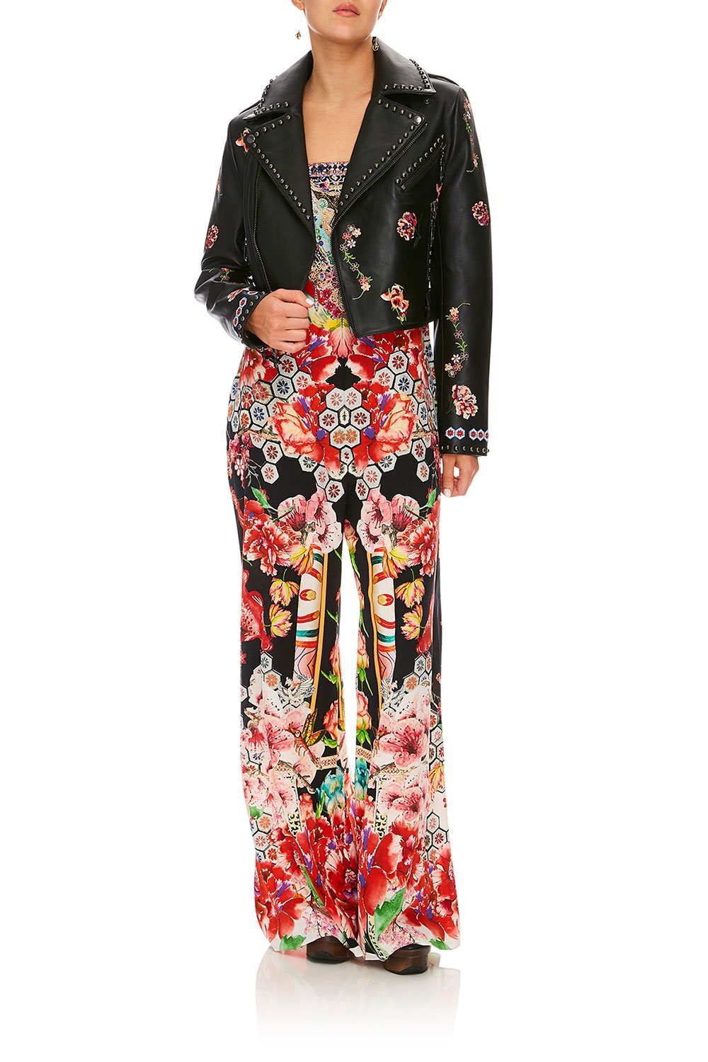 CAMILLA PAINTED LAND BIKER JACKET WITH TABS