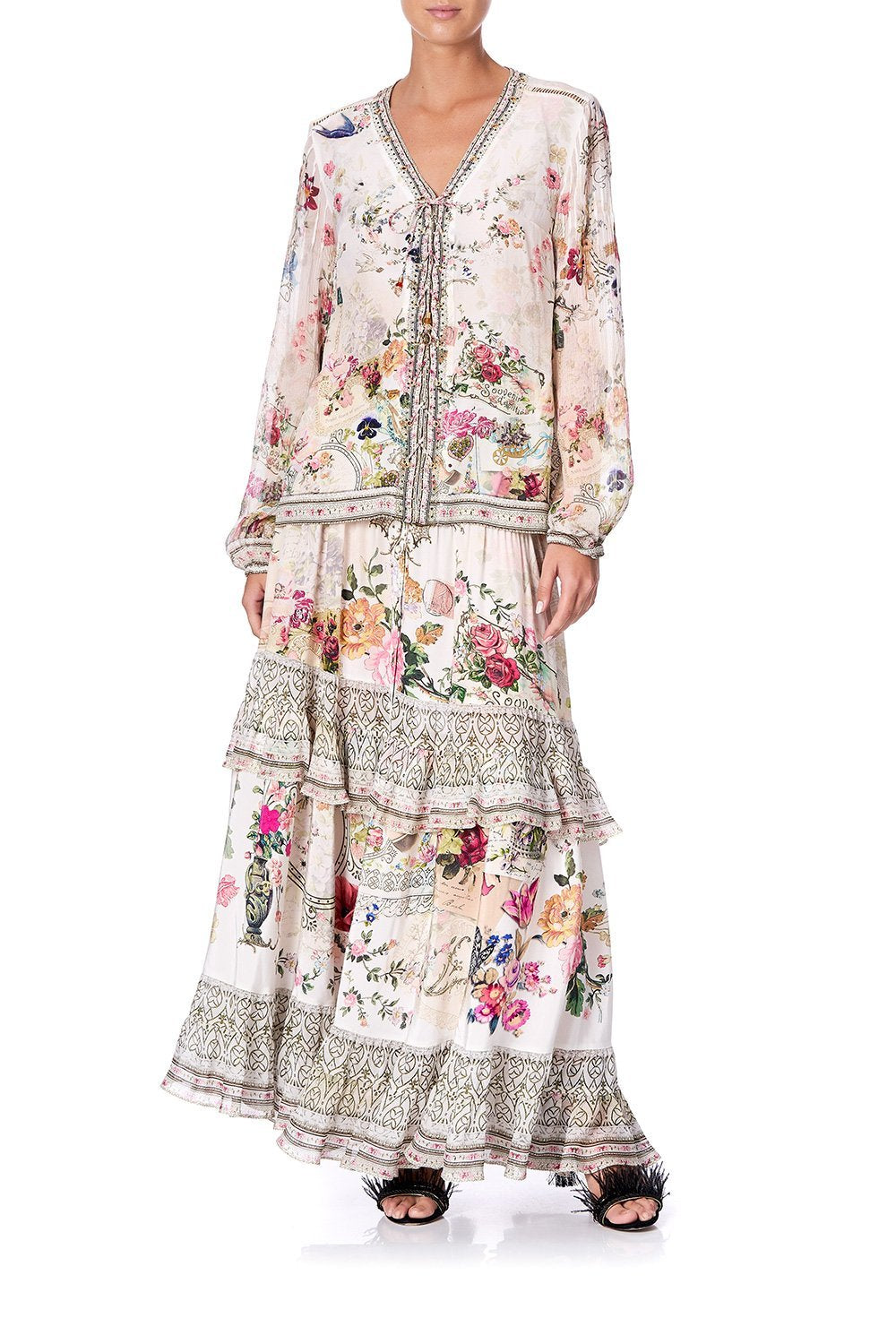 PEASANT BLOUSE WITH FRONT LACING JARDIN POSTCARDS