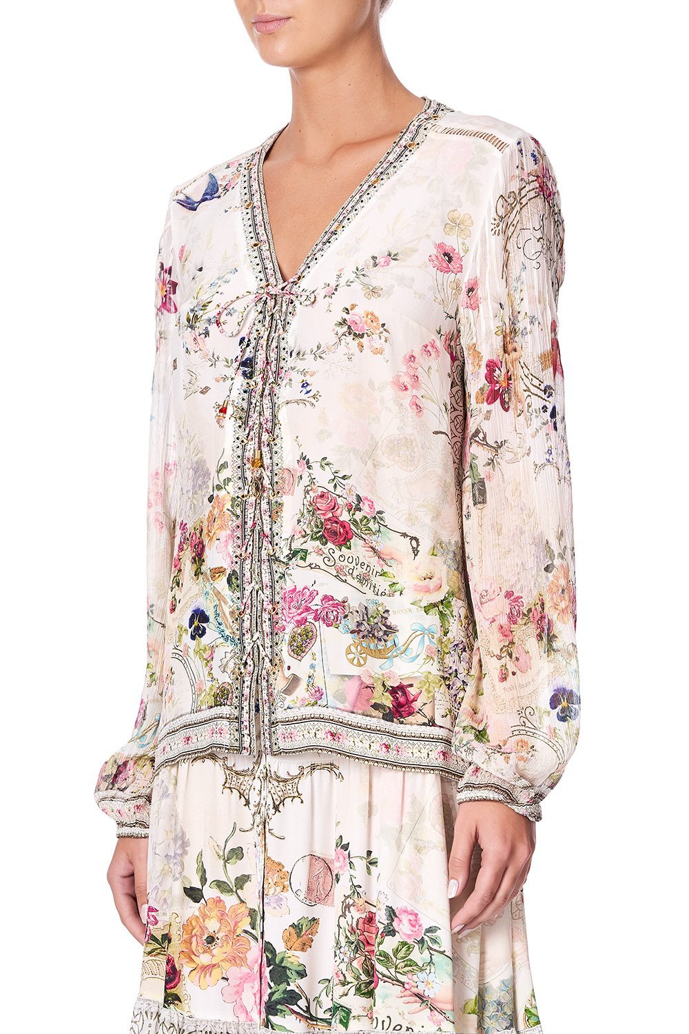 PEASANT BLOUSE WITH FRONT LACING JARDIN POSTCARDS