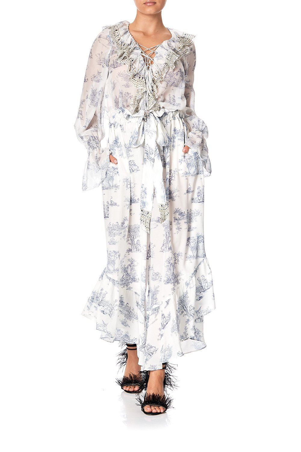 RUFFLE HEM PANTS WITH TIE SOUTHERN BELLE