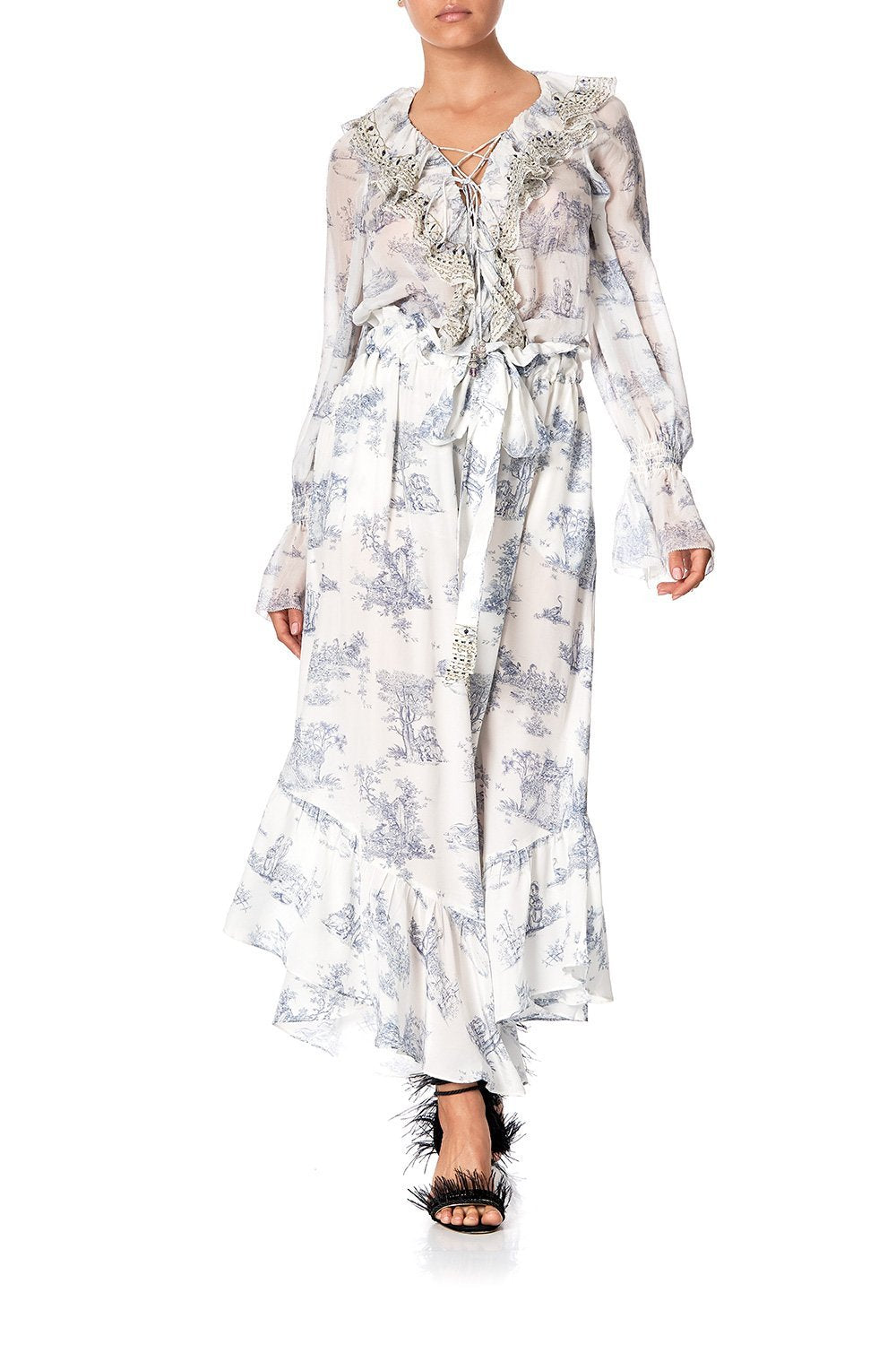 RUFFLE HEM PANTS WITH TIE SOUTHERN BELLE