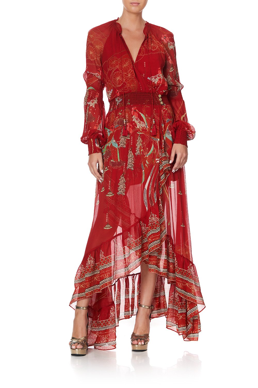 BLOUSON SLEEVE WRAP DRESS FORBIDDEN FRUIT