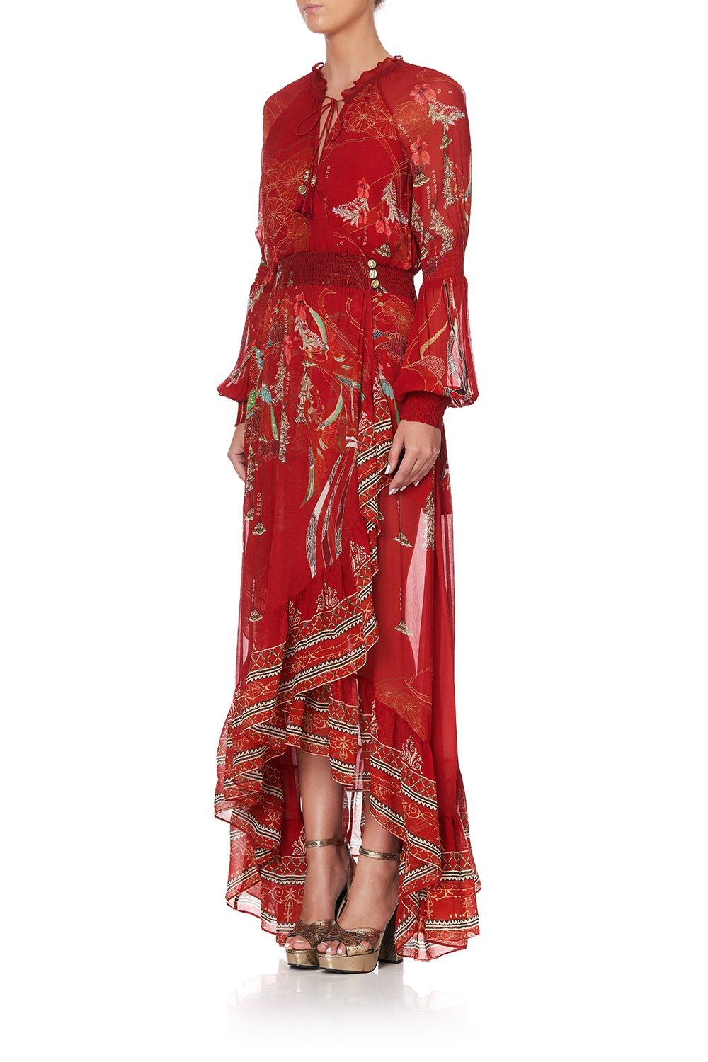 BLOUSON SLEEVE WRAP DRESS FORBIDDEN FRUIT