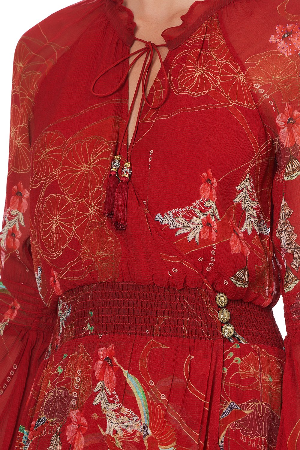 BLOUSON SLEEVE WRAP DRESS FORBIDDEN FRUIT