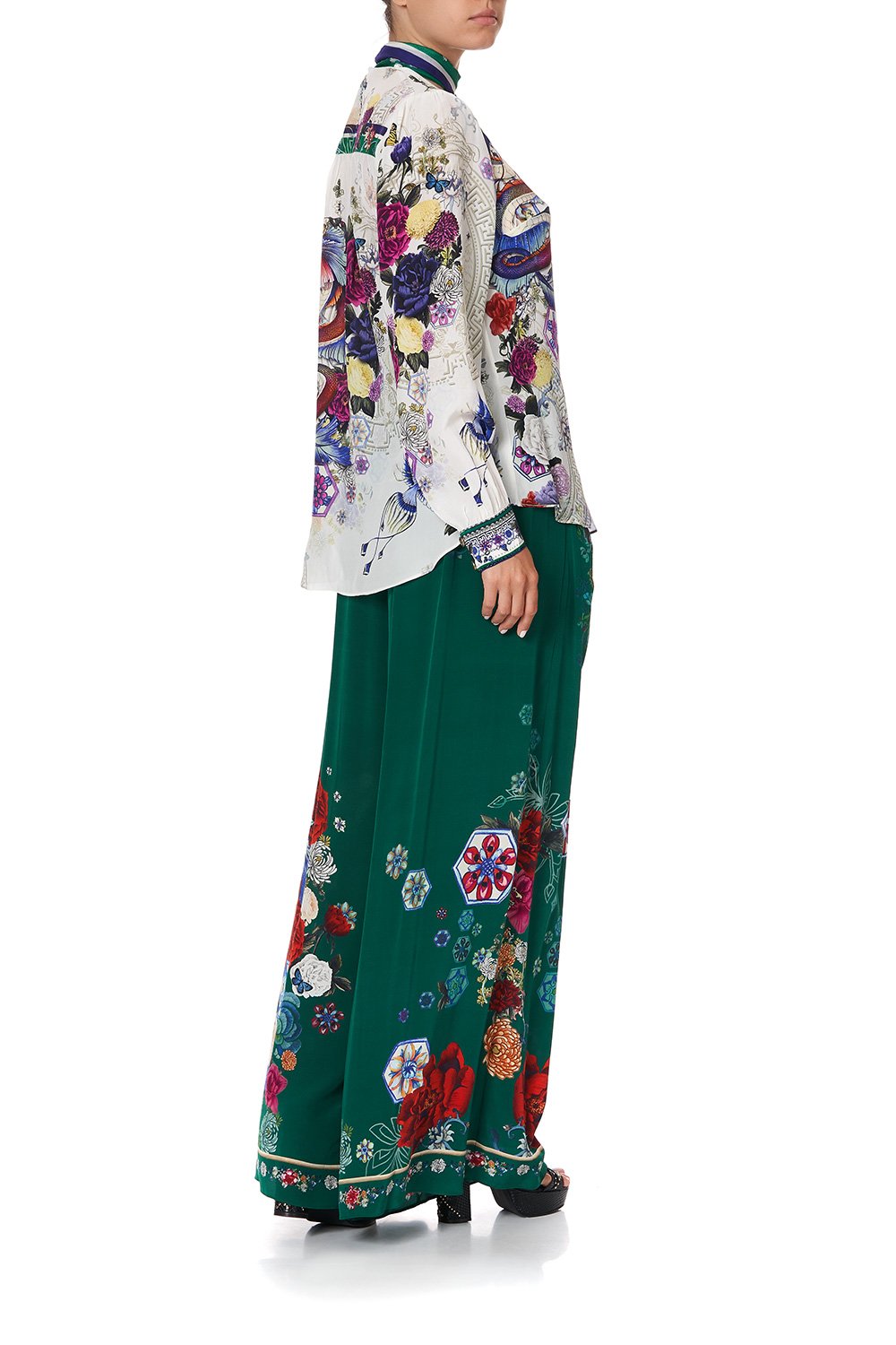 BUTTON DOWN BLOUSE WITH NECK TIE GENTLE MOON