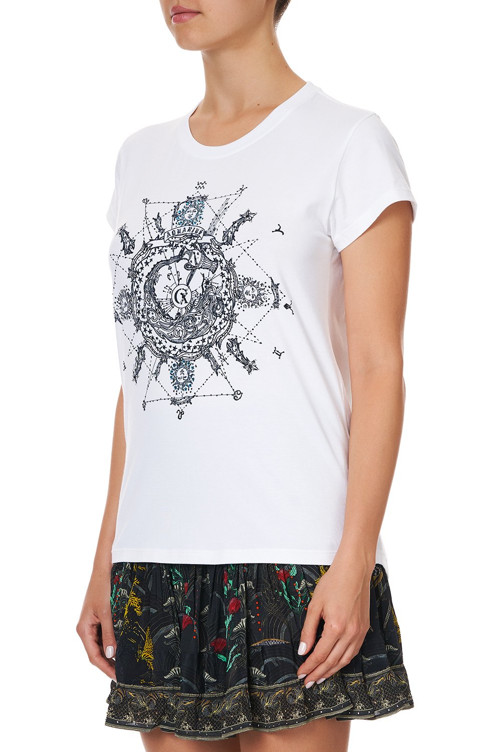 CURVED HEM FITTED TEE AQUARIUS