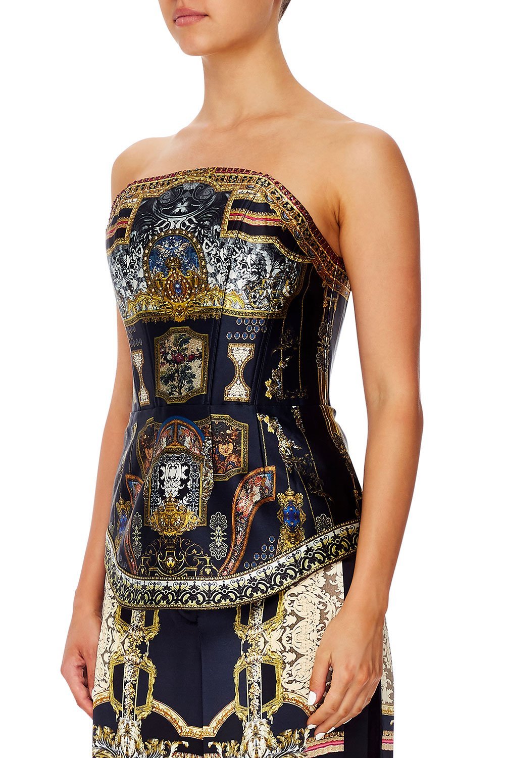 CURVED HEM ZIP DETAIL CORSET MIDNIGHT MEETING