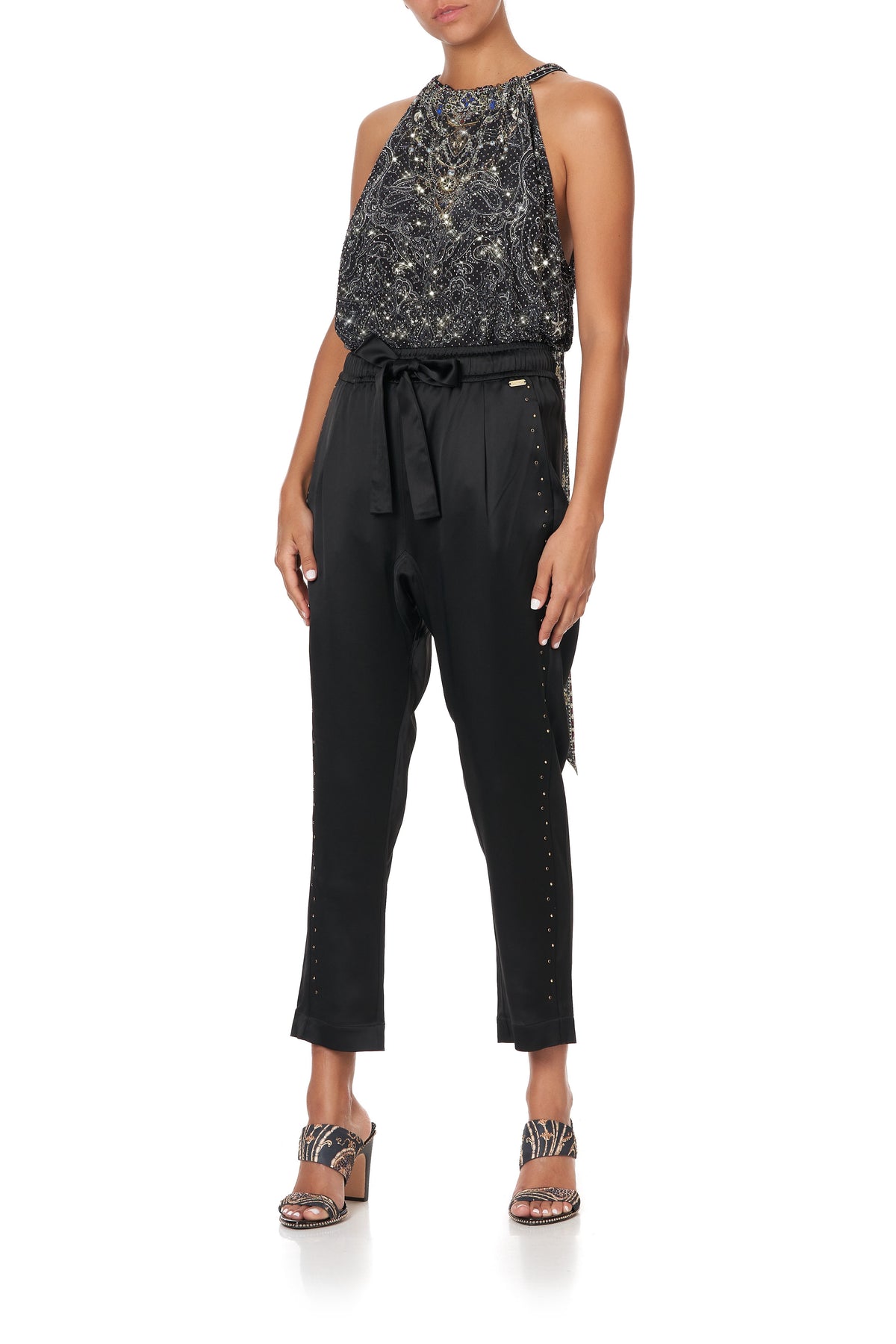 DRAWSTRING NECK TANK MIDNIGHT PEARL