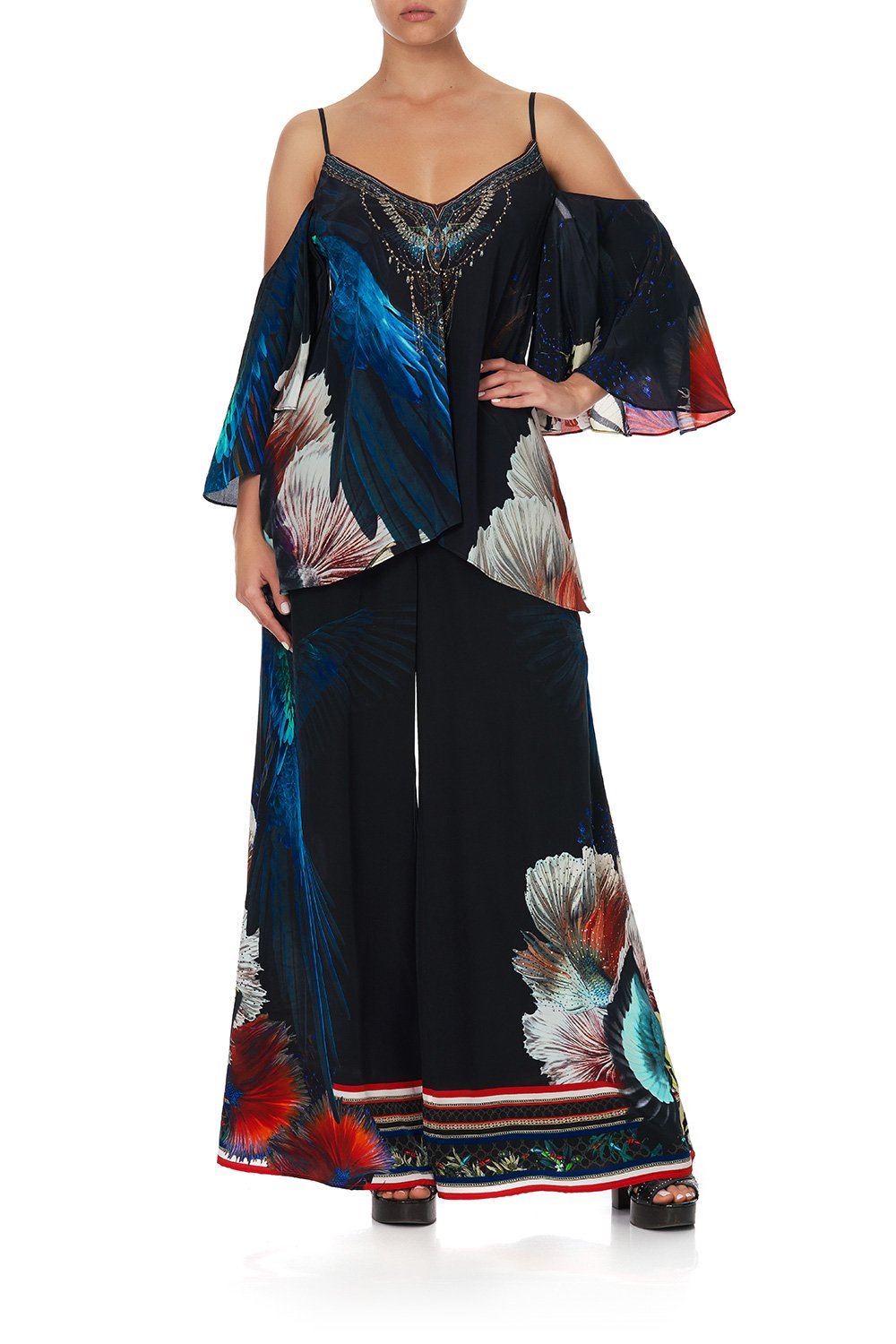 DROP SHOULDER STRAPPY BLOUSE NIGHT FLIGHT