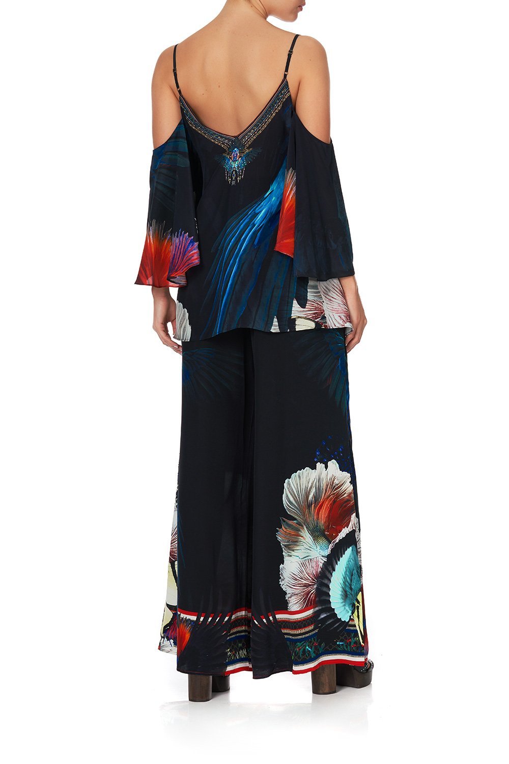 DROP SHOULDER STRAPPY BLOUSE NIGHT FLIGHT