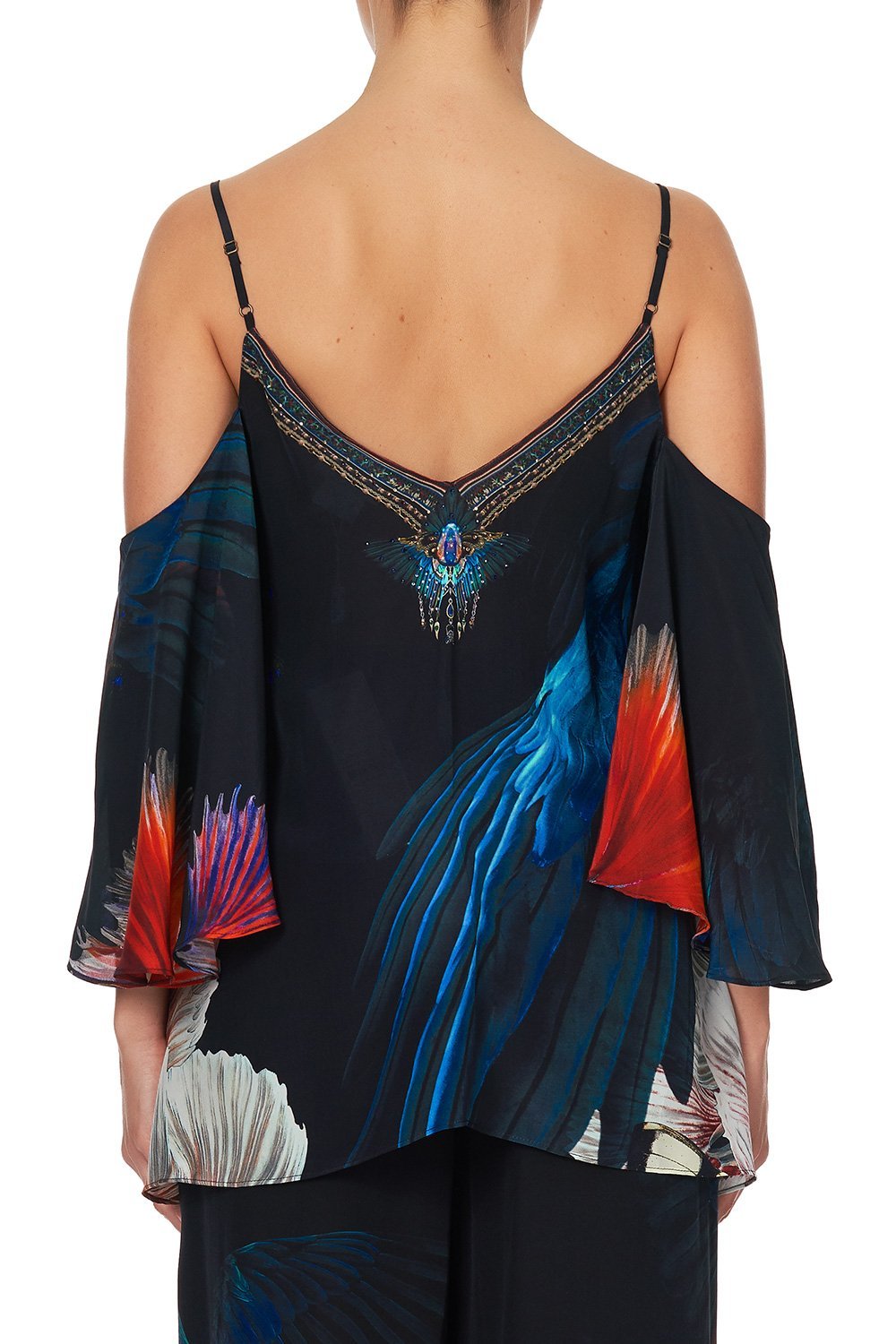 DROP SHOULDER STRAPPY BLOUSE NIGHT FLIGHT