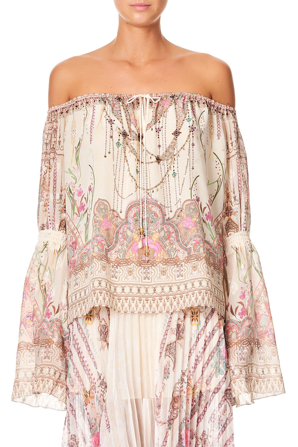 CAMILLA DROP SHOULDER TIE SLEEVE TOP GOLDEN AGE