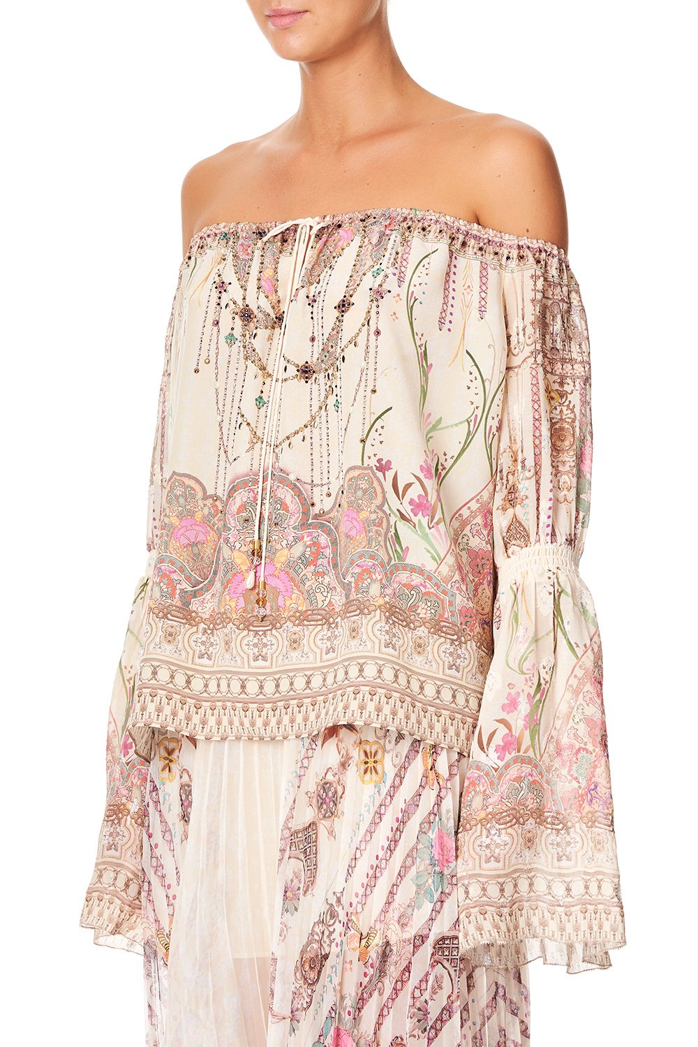 CAMILLA DROP SHOULDER TIE SLEEVE TOP GOLDEN AGE